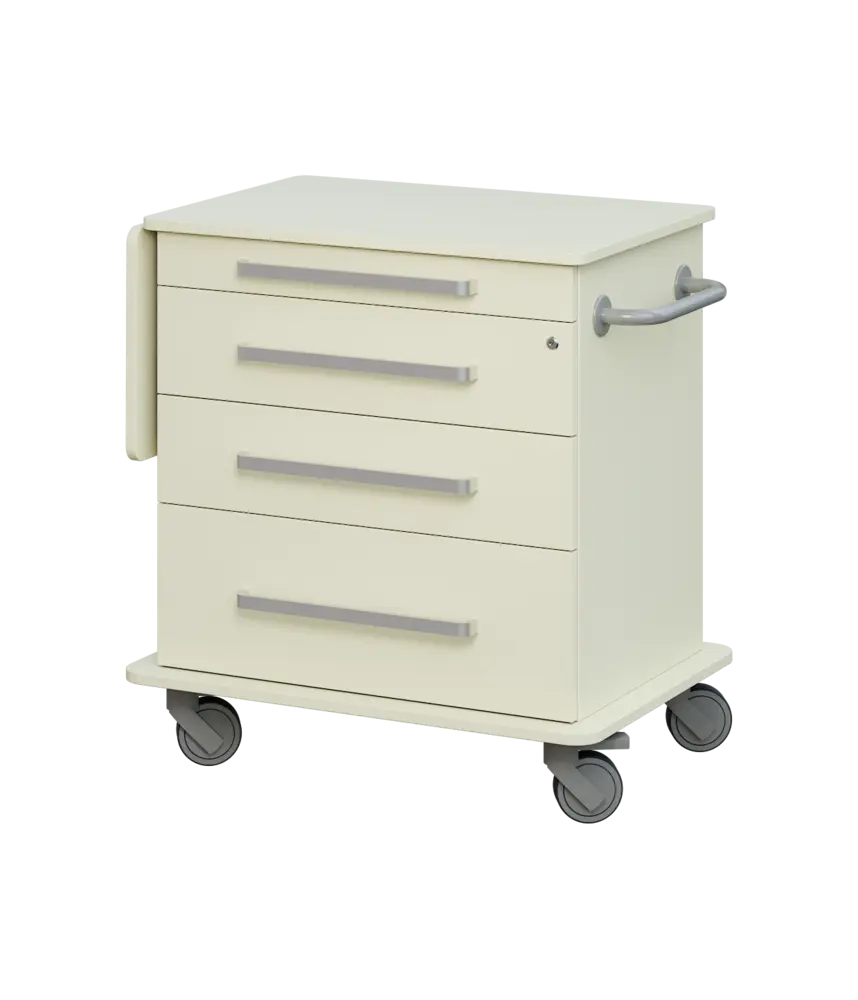 DEXTER 01 vozík asistenční, korpus a desky smetanová / zásuvky smetanová